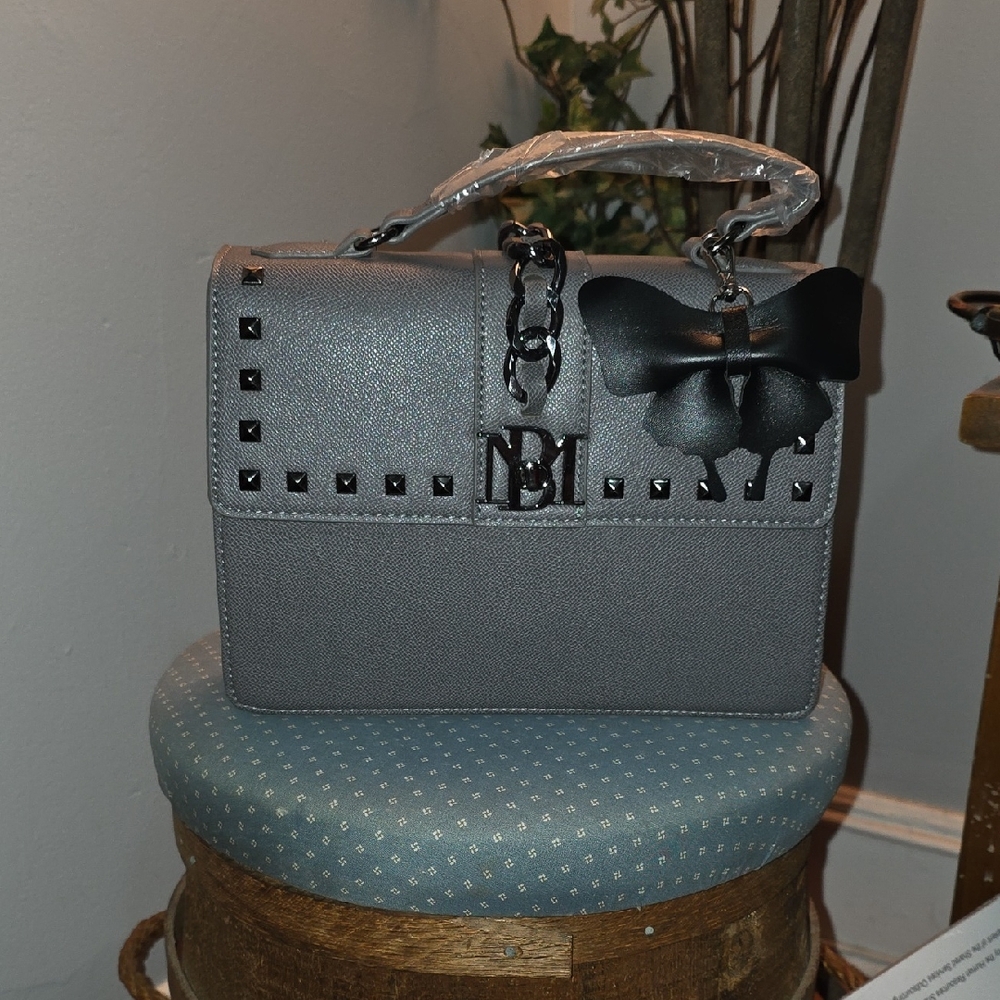 Badgley Mischka Gray Mini Bag with Black Accents